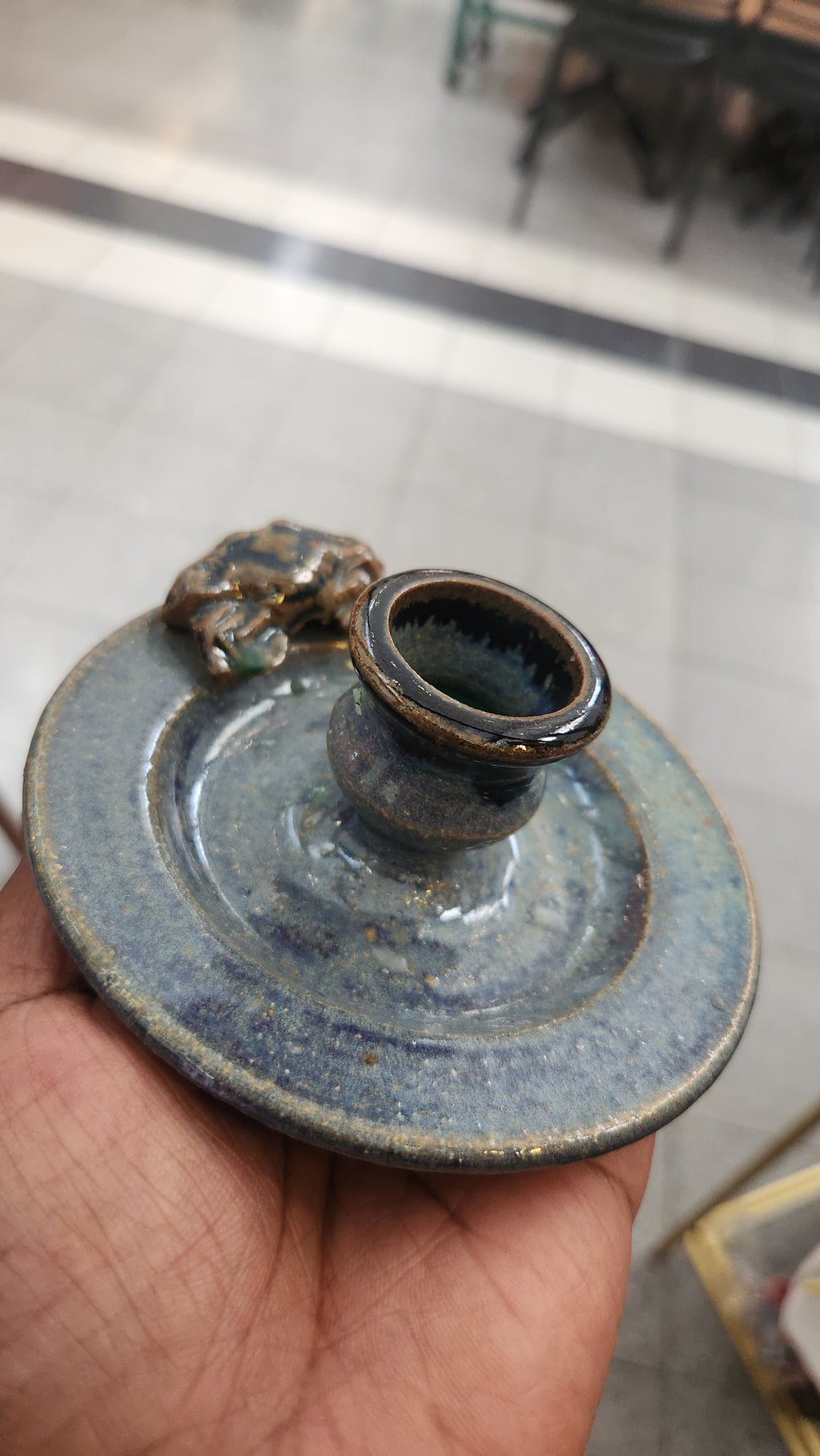 Blue candle holder