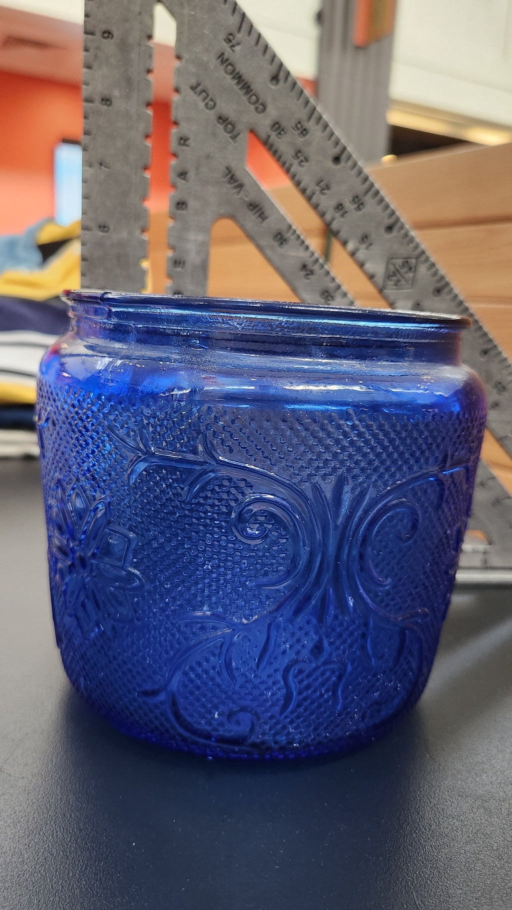 Blue glass cookie Jar