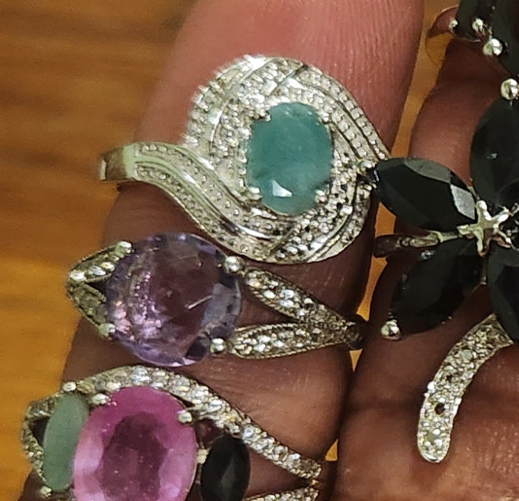 Purple gemstone silver ring