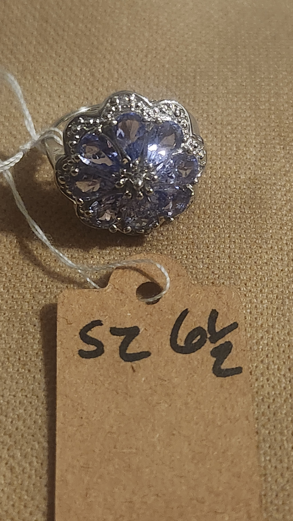 Purple flower sterling silver