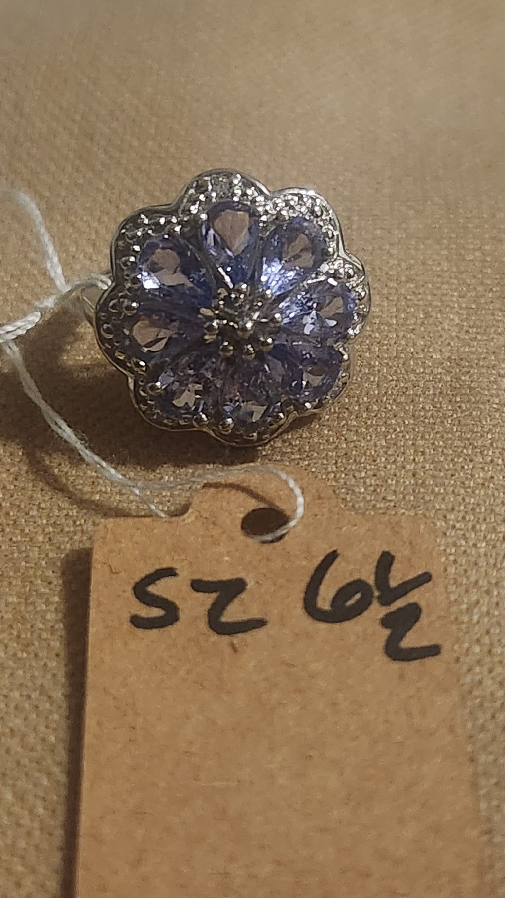 Purple flower sterling silver