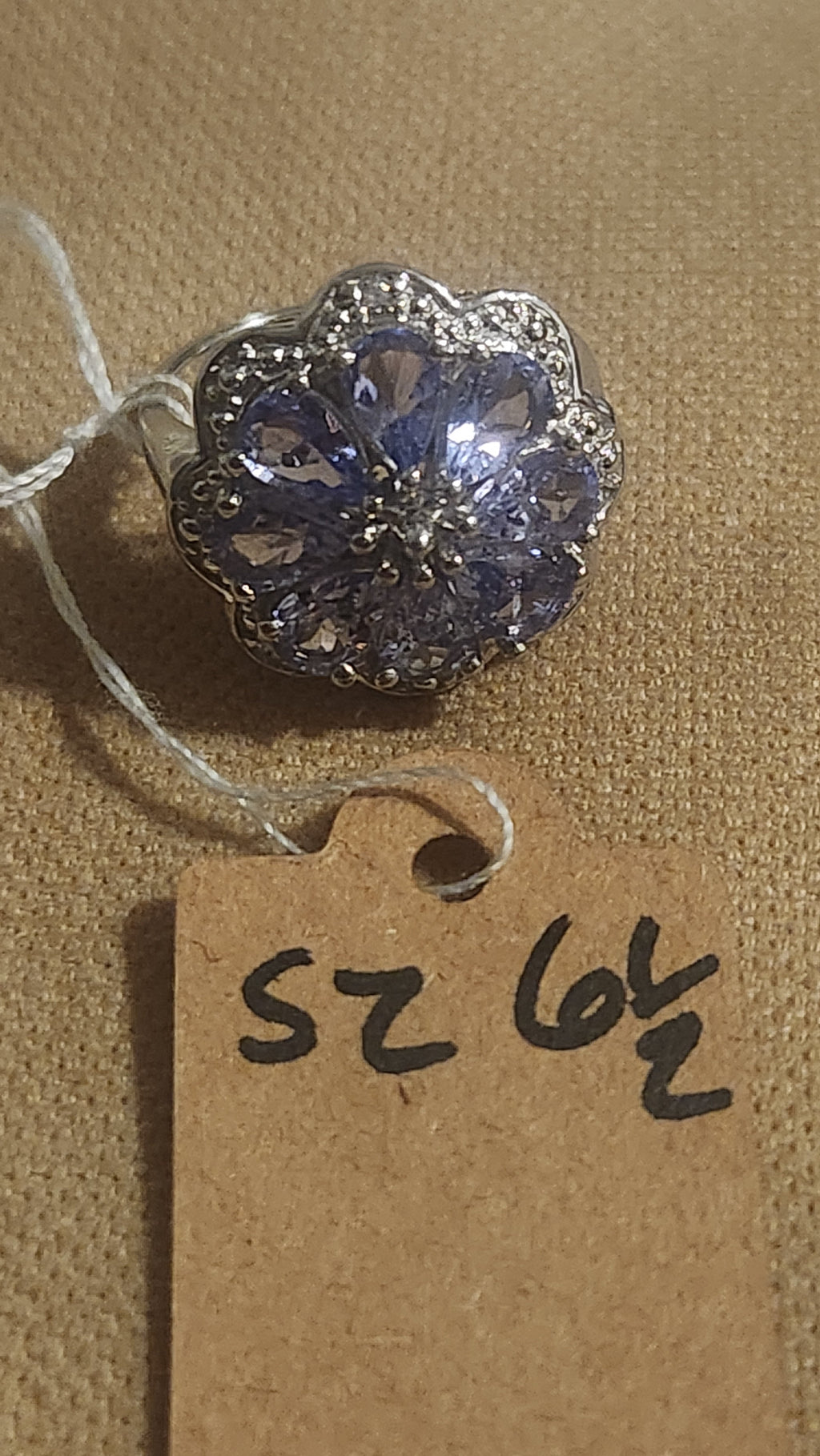 Purple flower sterling silver