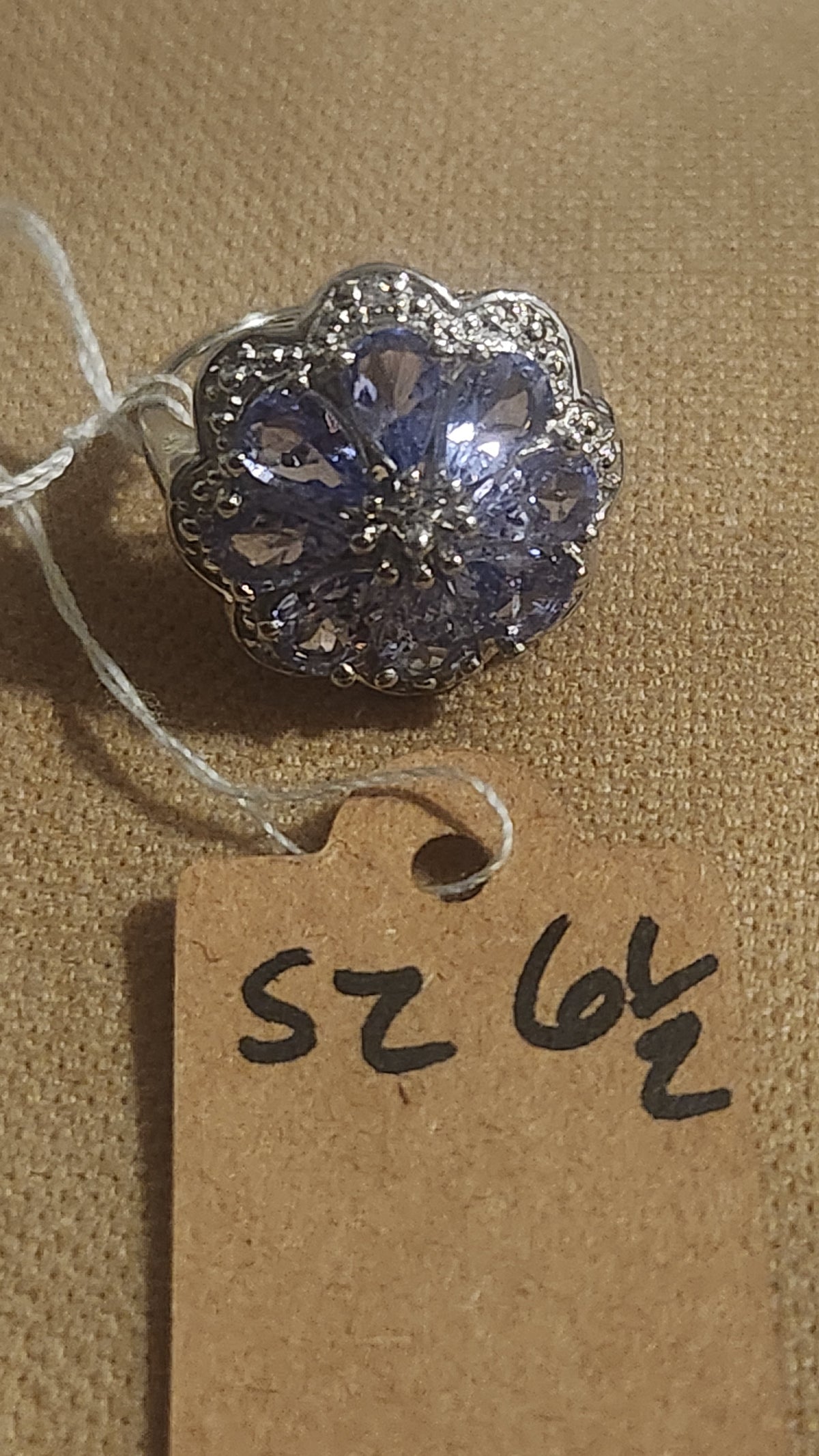 Purple flower sterling silver