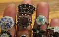Six red gemstones